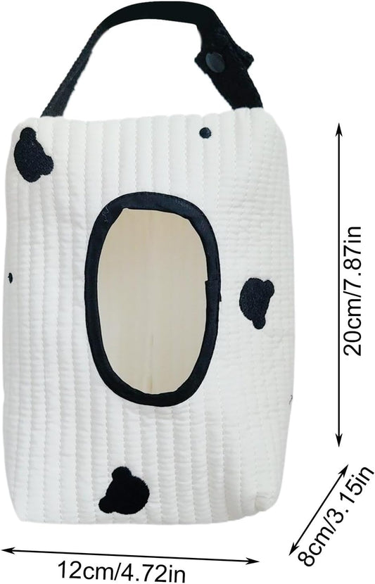 3-in-1 Cartoon Animal Tissue Box & Car Hanging Organizer – Cute Plush Wet Wipes Case with Flip Cover – Removable Universal Paper Holder for Auto, Home, and Nursery – Multi-Functional Napkin Storage Bag (Red / Brown / Black)