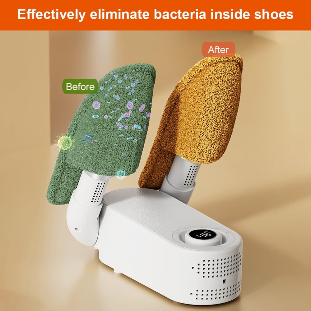 Sèche-Bottes et Gants Électrique avec Ventilateur Chauffant – Sèche-Chaussures Pliable Portable – Minuteur Intelligent pour Chaussures de Football, Baskets et Gants – Déshumidificateur Universel pour Chaussures