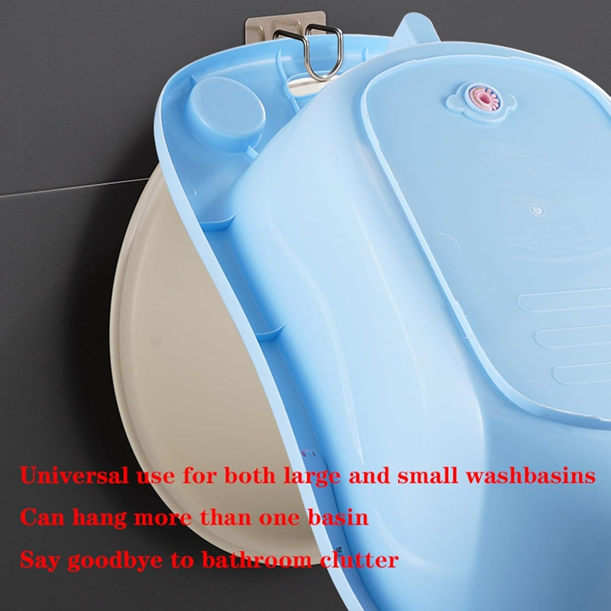 Stainless Steel Washbasin Hooks – Punch-Free Multi-Function Storage Rack – Wall-Mounted Basin, Towel, & Kitchenware Holder for Bathroom & Kitchen (1/2/4/6 Pcs)