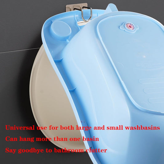 Stainless Steel Washbasin Hooks – Punch-Free Multi-Function Storage Rack – Wall-Mounted Basin, Towel, & Kitchenware Holder for Bathroom & Kitchen (1/2/4/6 Pcs)