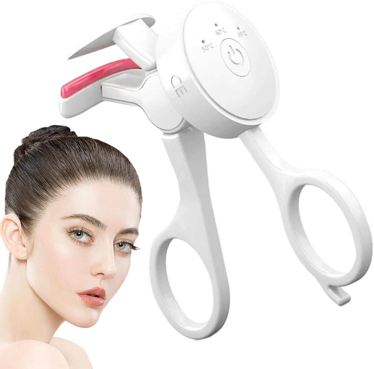 Recourbe-cils chauffant sans cadre GECOMO – Contrôle intelligent de la température – Rechargeable par USB et outil électrique longue durée pour rehaussement des cils (blanc)