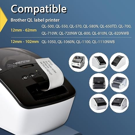 BETCKEY DK-2205 Compatible Continuous Label Rolls – 2.4" x 100 ft, 10-Pack Replacement Labels for Brother QL Printers