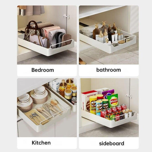 Metal Kitchen Storage Holder with Slide Rails | Heavy-Duty Pull-Out Drawer Storage Tray | Spice Rack & Cabinet Organizer for Home