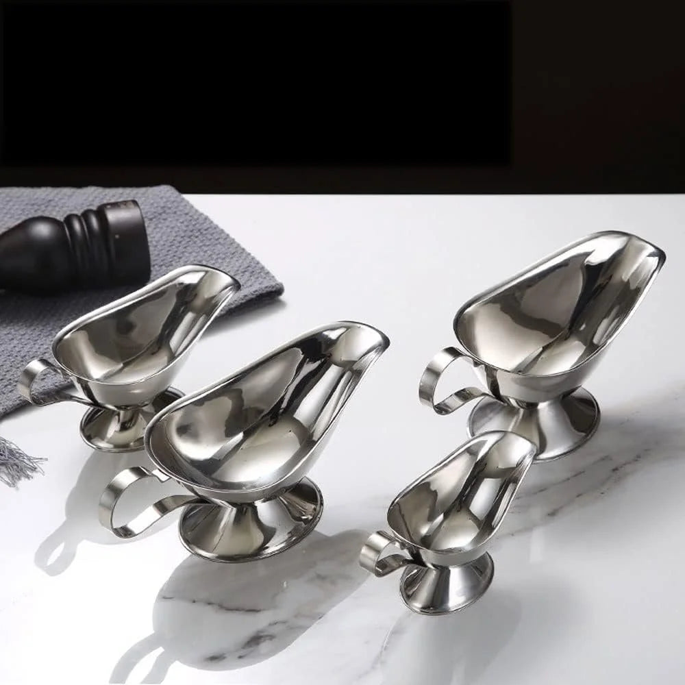 3 OZ Stainless Steel Sauce Boat – Gravy Server, Salad Dressing Pourer & Creamer Jug for Sauces, Broths and Condiments
