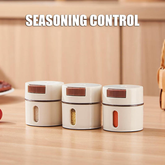 6-Piece Magnetic Salt & Spice Dispenser Set with Wall Mount – Quantitative 0.5g Push-Button Seasoning Containers