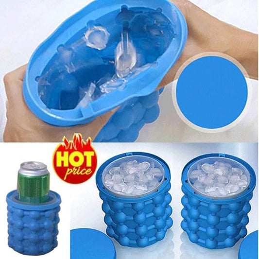 Silicone Ice Bucket with Lid & Tongs – Portable Ice Cube Maker and Wine Cooler for Drinks & Parties