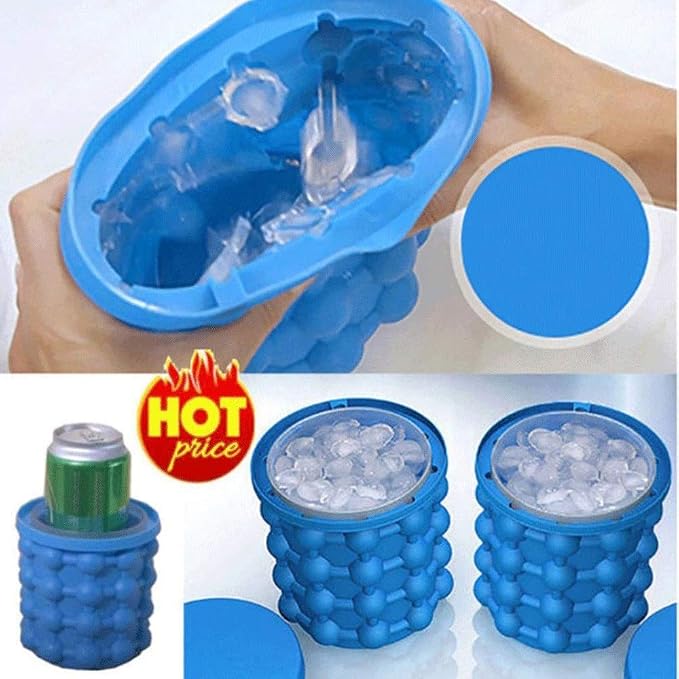 Seau à Glaçons en Silicone avec Couvercle et Pince – Machine à Glaçons et Refroidisseur de Vin Portable pour Boissons et Fêtes