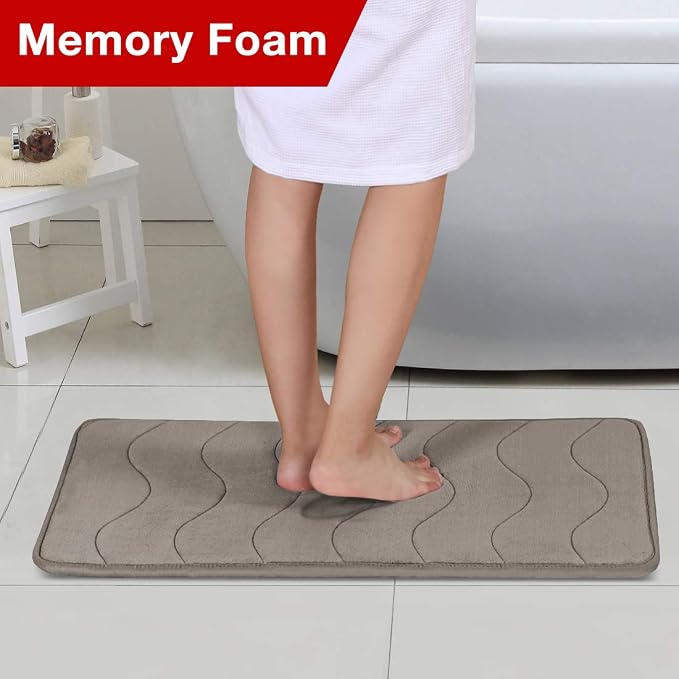 Tapis de bain en mousse à mémoire de forme – Tapis de salle de bain antidérapant et absorbant avec surface en velours doux