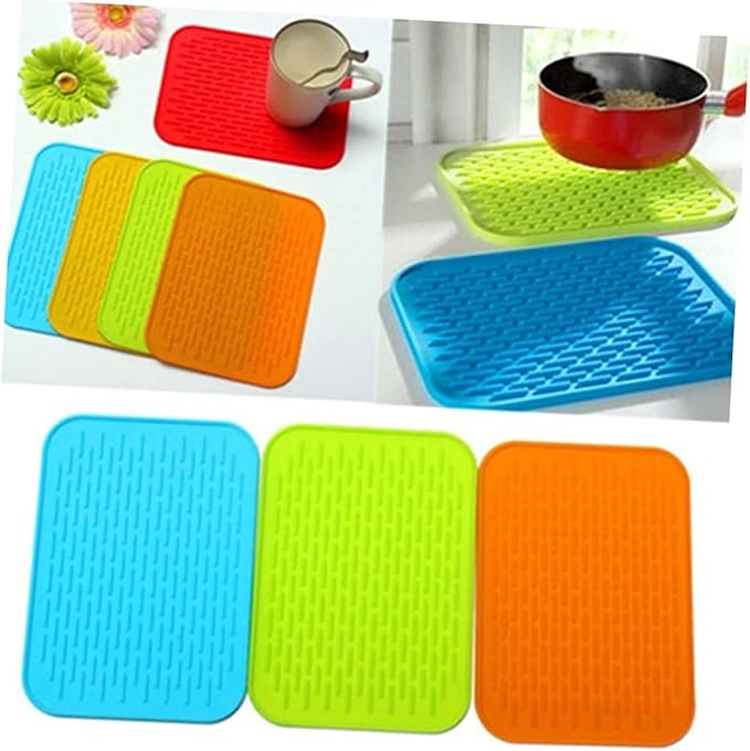 [16*22CM] Silicone Anti-Hot Insulation Pad – Square Non-Slip Coaster & Heat-Resistant Pot Mat for Kitchen Tableware