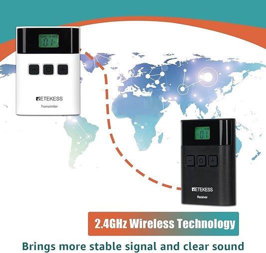 Retekess TT122 Wireless Tour Guide System – 2.4G Digital Receiver for Translation, Tours, Training & Interpretation