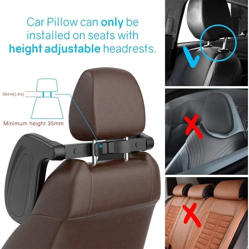 Adjustable Memory Foam Car Headrest Pillow – U-Shaped Neck & Head Support Cushion for Kids & Adults, Universal Car Seat Travel Pillow