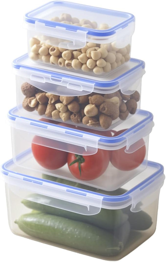 4Pcs Refrigerator Food Storage Containers with Lids | BPA-Free Plastic Fresh-Keeping Boxes | Portable Kitchen Organization Set
