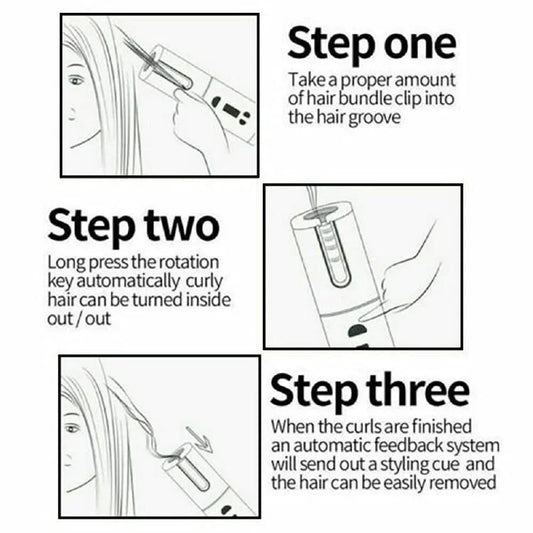 Cordless Automatic Hair Curler – USB Rechargeable Wireless Curling Iron for Effortless Curls & Waves with LCD Display