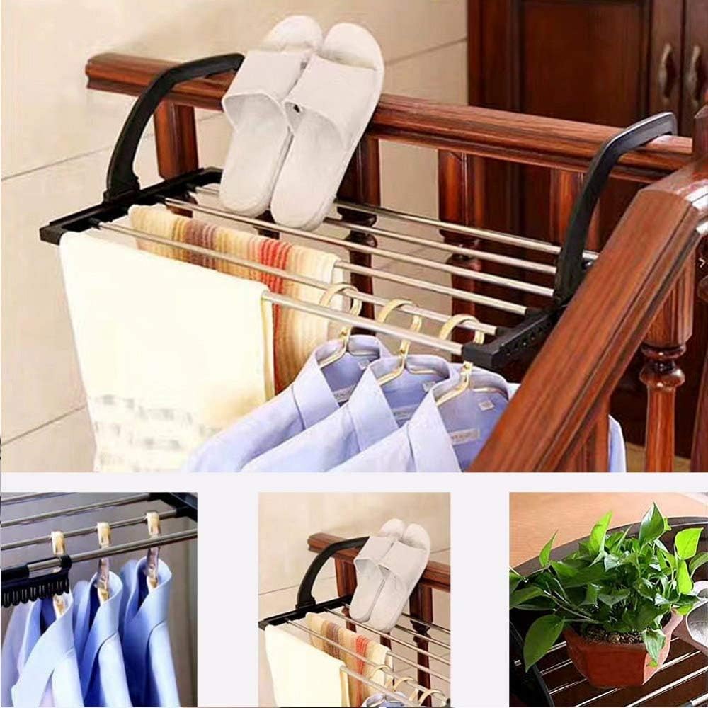 Étendage pliant en acier inoxydable pour balcon – Séchoir à linge de fenêtre et porte-serviettes portable pour usage intérieur et extérieur