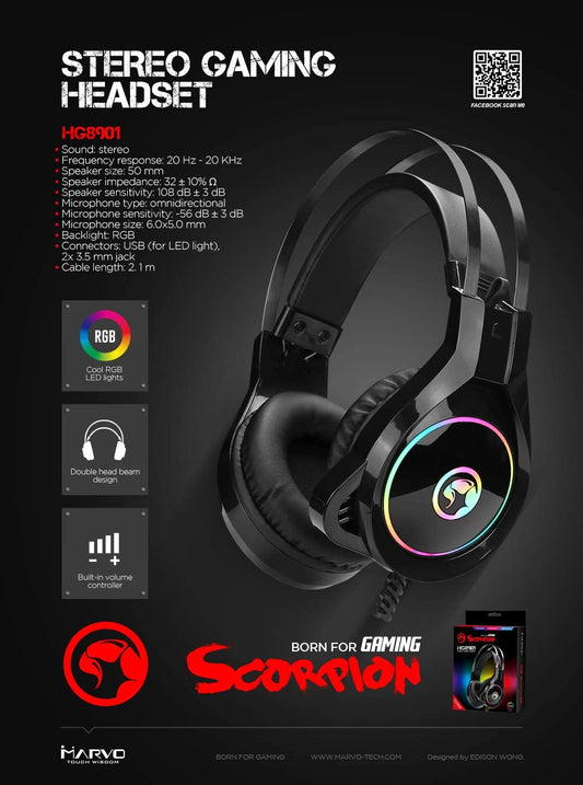 Casque de jeu Marvo HG8901