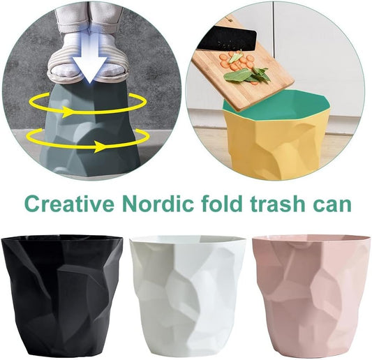 Creative Irregular Bathroom Trash Can – Nordic Style Open-Top Wastebasket – Geometric Decorative Rubbish Bin for Household & Office (Multi-Color)
