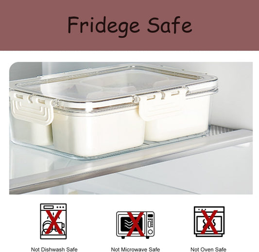 4/8 Grid Portable Snack Box Container | Travel Charcuterie Board with Lid | Refrigerator Food Storage & Organizer