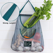 Reusable Mesh Hanging Storage Bags - Breathable Kitchen Net Bag for Fruit and Vegetables - Wall-Mounted Organizer for Garlic, Onions, Ginger, and Potatoes