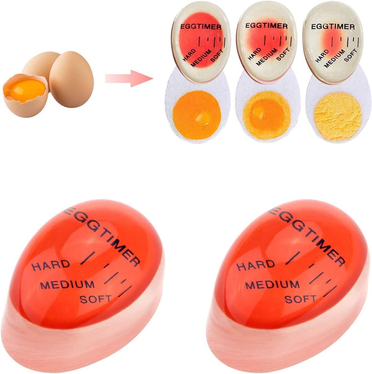 Minuteur d'œuf en résine rouge écologique – Indicateur d'œuf dur à changement de couleur – Observateur de température de cuisson de précision et outil de cuisine
