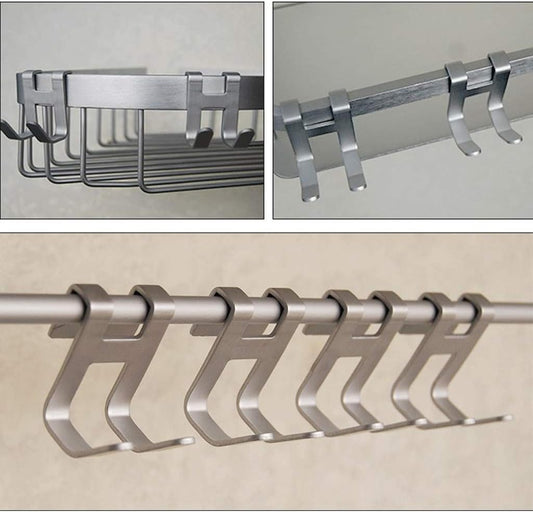 H-Shape Space Aluminum Over-Door Hook – No-Drill Shower Glass Towel Holder – Versatile Metal Hanger for Bathroom, Kitchen, and Cabinet Organization