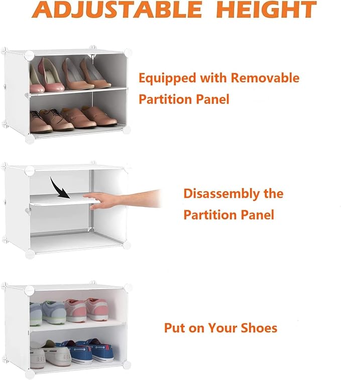 YIHATA 2 x 8-Tier Shoe Rack for Up to 32 Pairs – Dustproof White Shoe Storage Cabinet for Hallway, Bedroom & Entryway