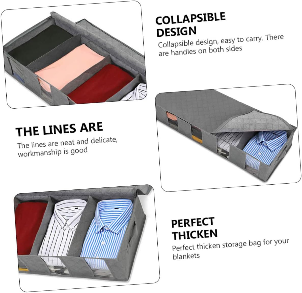 Adjustable Underbed Clothing Storage Bag – Large Foldable Organizer with Moveable Dividers – Low-Profile Storage Bin for Blankets, Shoes, Sweaters, and Toys – Dust-Proof Wardrobe Sorting Bag with Clear Top