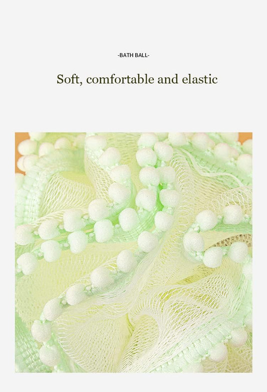New Soft Foam Sponge Stick – Tennis-Style Long Handle Shower Flower – Ultra-Soft Skin Cleansing Bath Ball & Back Scrubber (White/Pink/Green/Purple)