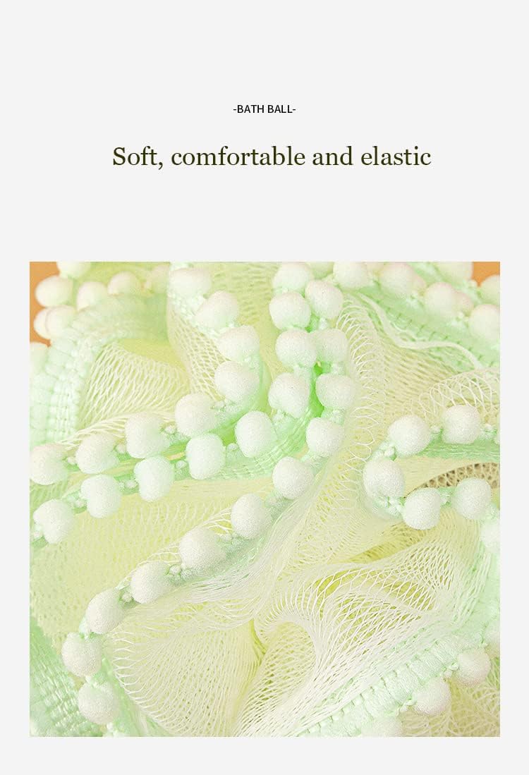 New Soft Foam Sponge Stick – Tennis-Style Long Handle Shower Flower – Ultra-Soft Skin Cleansing Bath Ball & Back Scrubber (White/Pink/Green/Purple)