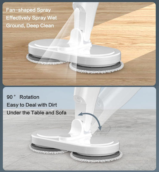 Wireless Electric Spin Mop & Scrubber – 2-in-1 Wet & Dry Floor Cleaner – Automatic Rotating Mop for Windows, Ceilings, and Car Glass (White/Green)