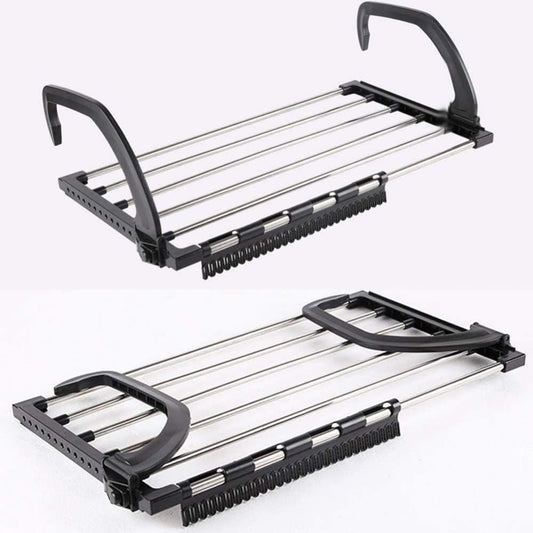 Stainless Steel Balcony Drying Shoe Rack – Folding Window Clothes Dryer and Portable Towel Storage Rack for Indoor & Outdoor Use