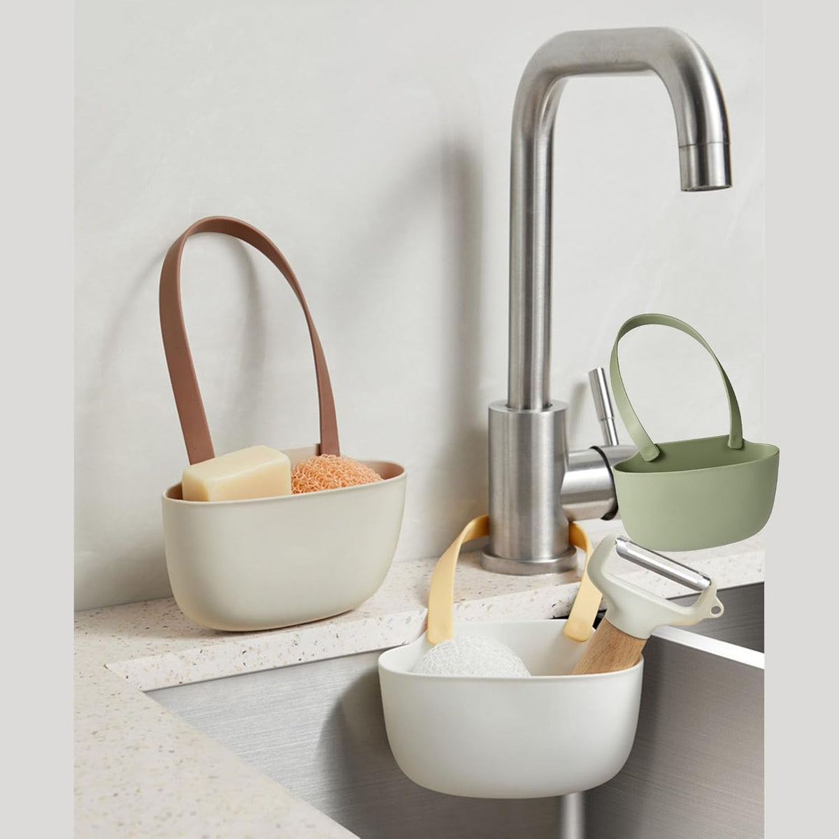 Kitchen Sink Sponge & Soap Holder | Multi-Purpose Bathroom Dish Drainer & Storage Drying Rack