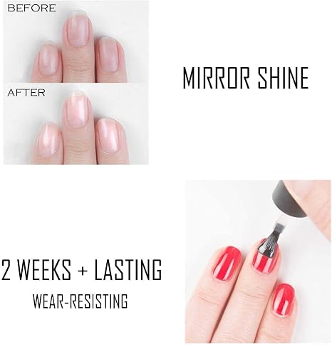 Vishine Gel Nail Base Coat & No Wipe Top Coat Set 2-Pack – 15ml UV/LED Soak-Off Gel Polish