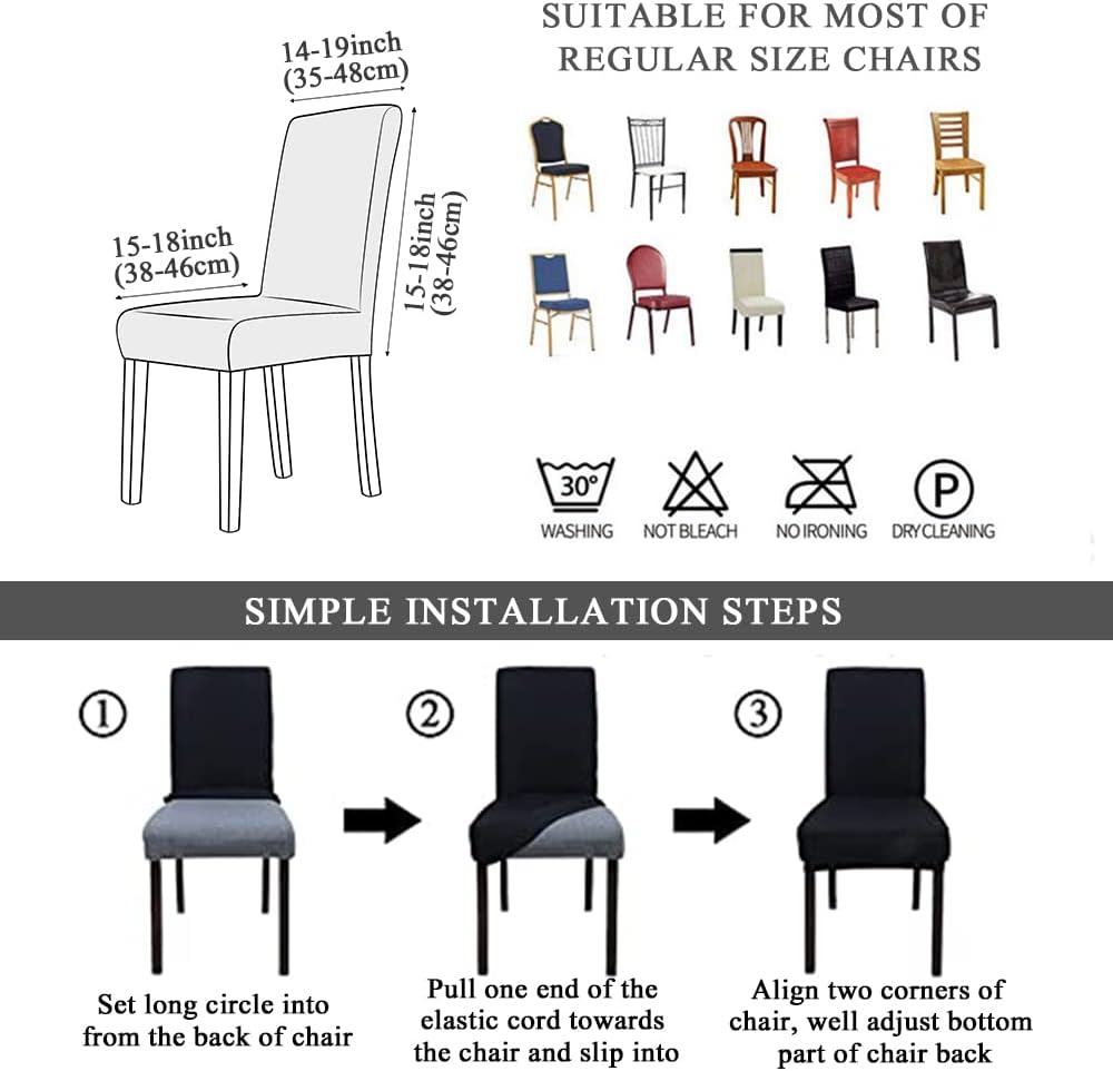 Waterproof Chair Covers, Elastic Dining Chairs, Seat Covers Washable Removable High Back Dining Chair Covers Chair Cover for Dining Room,Hotel,Banquet