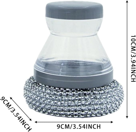 Dish Brush with Soap Dispenser – Ergonomic Palm Scrub Brush for Kitchen Dishes, Pots, Pans & Sink Cleaning