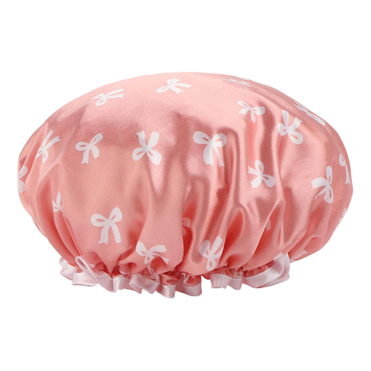 Bonnet de douche imperméable double couche – Chapeau de bain élégant imprimé – Bonnet de bain de luxe réutilisable pour femmes, spa et salon (grande capacité)