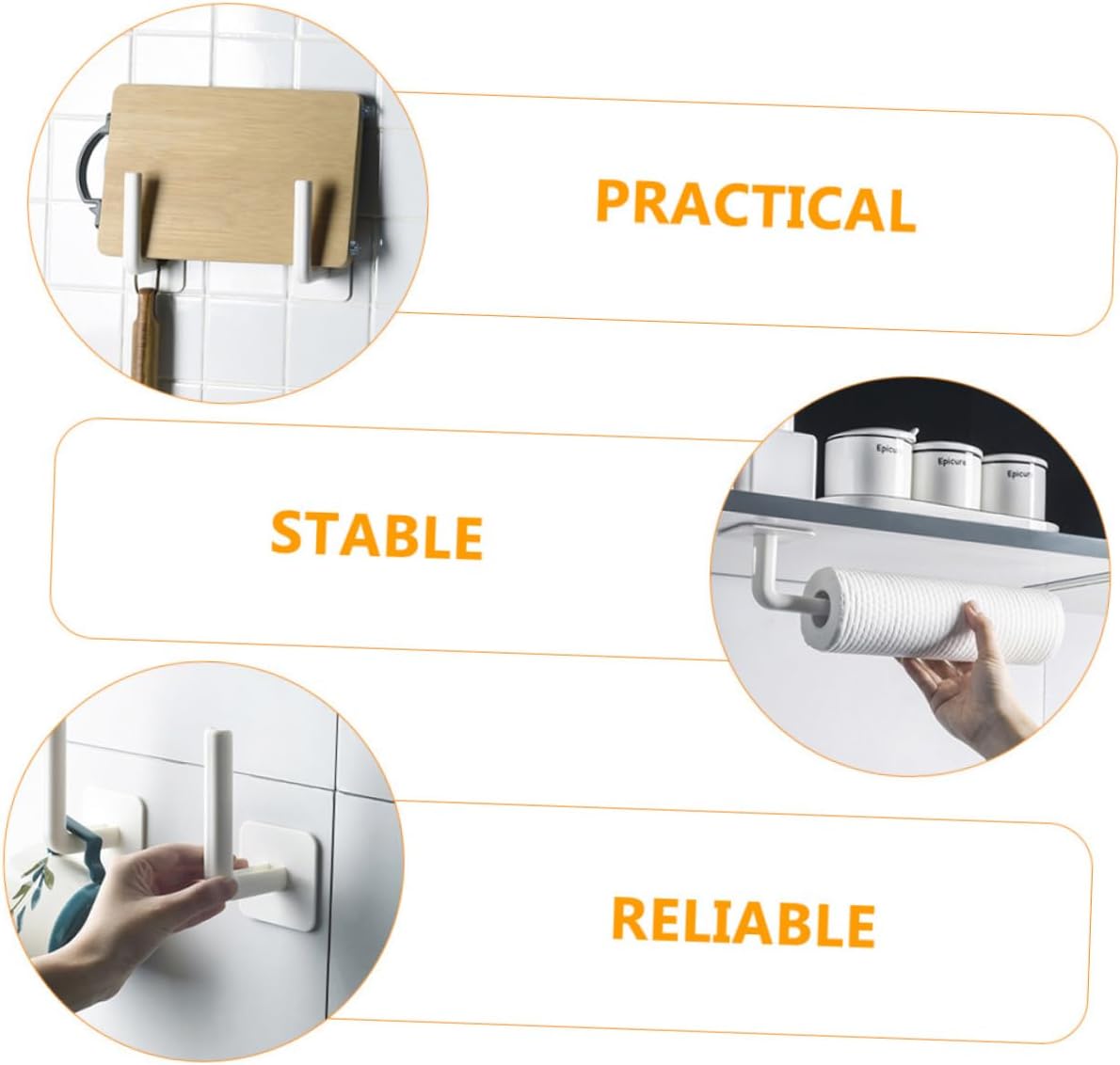 No-Hole Multifunctional Hooks – Kitchen Wall-Mounted Lazy Rag Hanger – Vertical Paper Towel & Film Organiser Rack