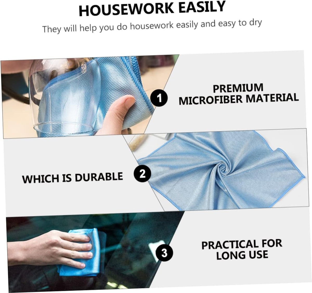 (30*30CM) Super Microfiber Glass Cleaning Towel - Lint-Free & Streak-Free Dishcloth - Ultra-Absorbent Car Window Rag & Kitchen Polishing Wipe