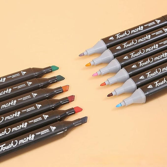 24 Colors Alcohol Brush Markers Set with Stand – Dual Tip Art Markers for Drawing, Sketching, Coloring & Illustration