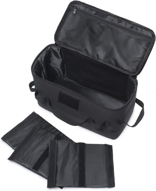 Tactical Utility Camping Tote – Heavy-Duty Cookware & Gas Tank Organizer – Modular Trunk Storage Bag with Adjustable Dividers & Shoulder Strap – Scratch-Resistant Travel Gear for Hiking & Camping