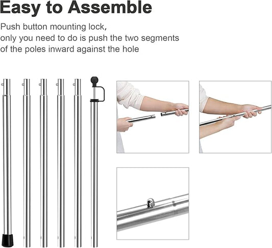 KOMCLUB Adjustable Tarp Poles 80.5" (10 Sections) | Stainless Steel Extendable Tent Poles for Camping & Outdoor Shelter