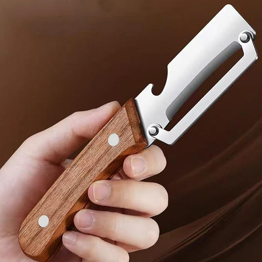 Premium Stainless Steel Fruit and Vegetable Peeler – Durable Wooden Handle Slicer for Kitchen Use