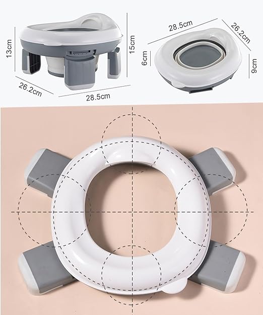 New 3-in-1 Travel Potty – Silicone Foldable Baby Training Seat – Safe & Portable Outdoor Toilet for Children – Compact Toddler Commode (Blue/Gray/Pink)