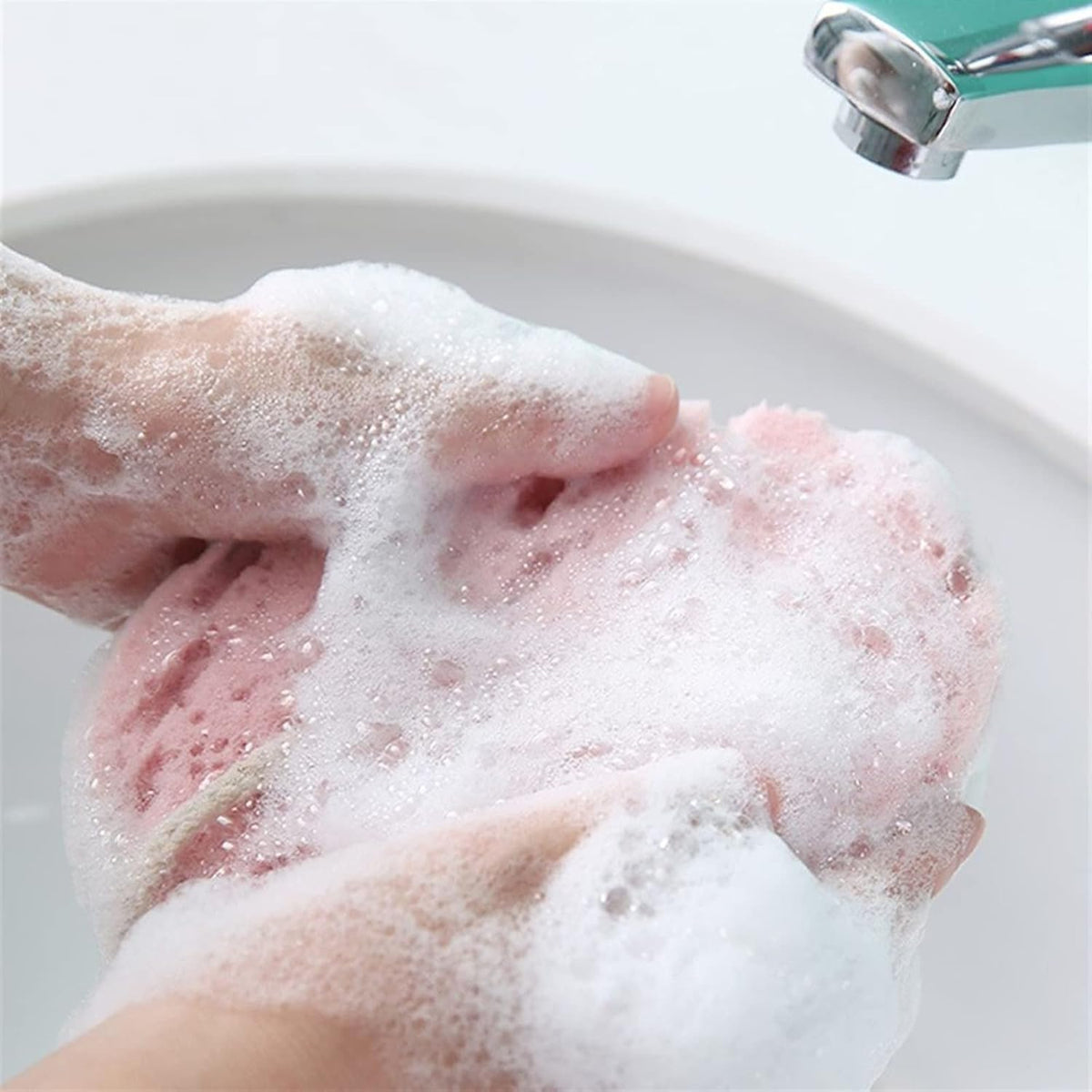 Éponge de bain et fleur de douche – Éponge corporelle à forte absorption d'eau – Maille de douche à séchage rapide pour un nettoyage en profondeur pour hommes et femmes (vert/rose/gris)