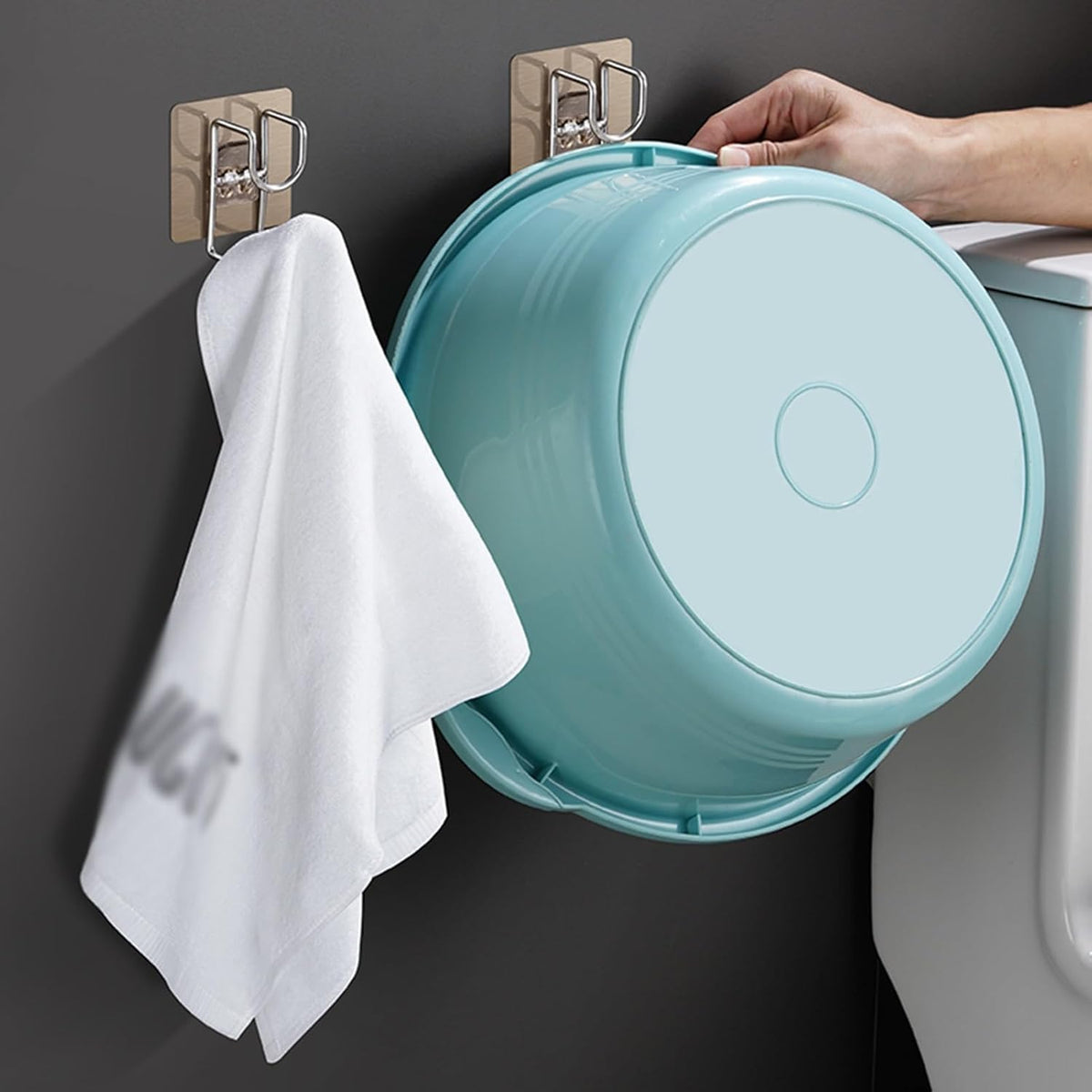 Stainless Steel Washbasin Hooks – Punch-Free Multi-Function Storage Rack – Wall-Mounted Basin, Towel, & Kitchenware Holder for Bathroom & Kitchen (1/2/4/6 Pcs)