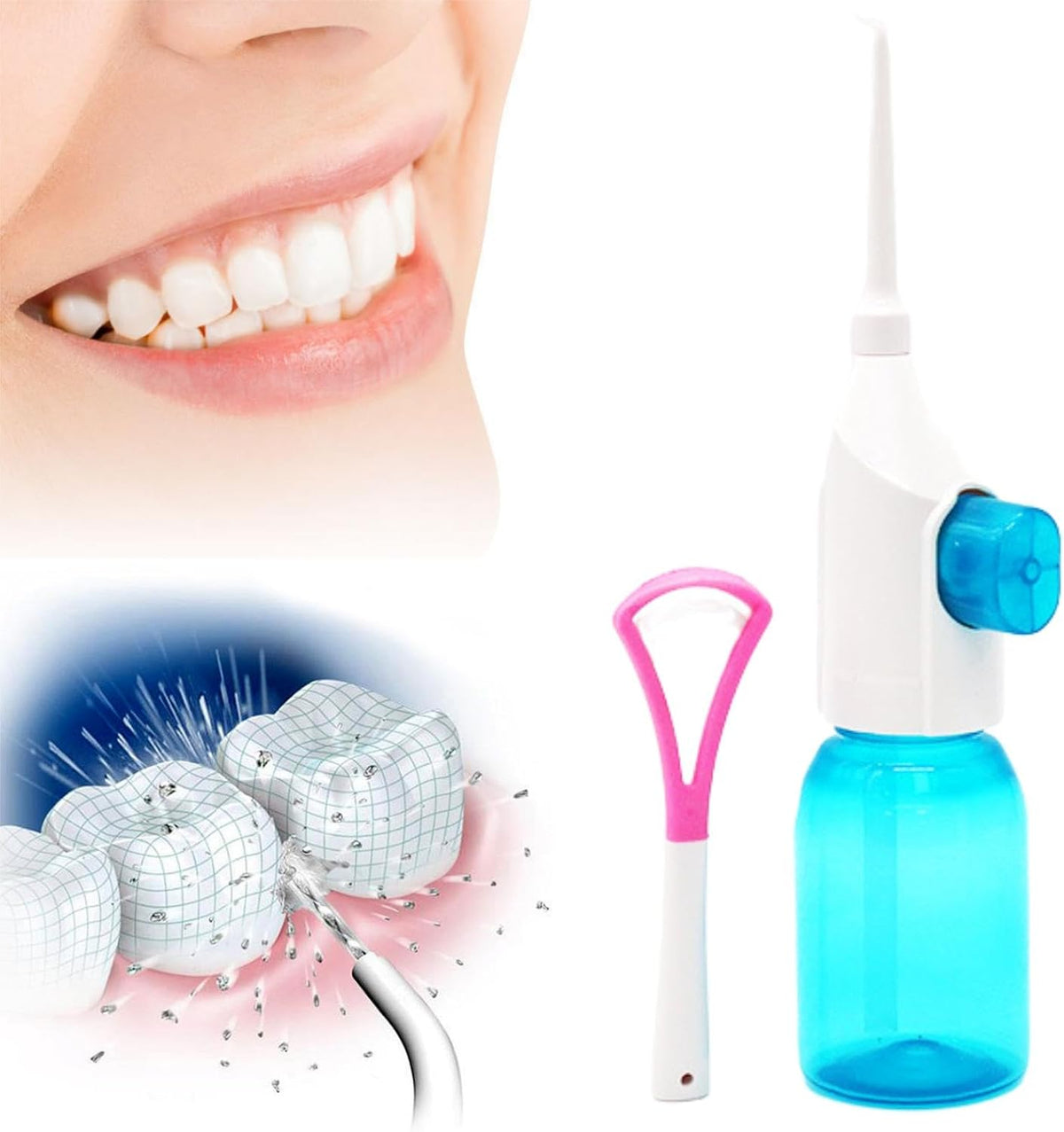 Hydropulseur Portable Électrique à Haute Pression – Irrigateur Oral Manuel Professionnel à Jet Pulsé – Nettoyage en Profondeur des Dents et Gencives – Hydropulseur Dentaire Rechargeable et Étanche (1 pièce)