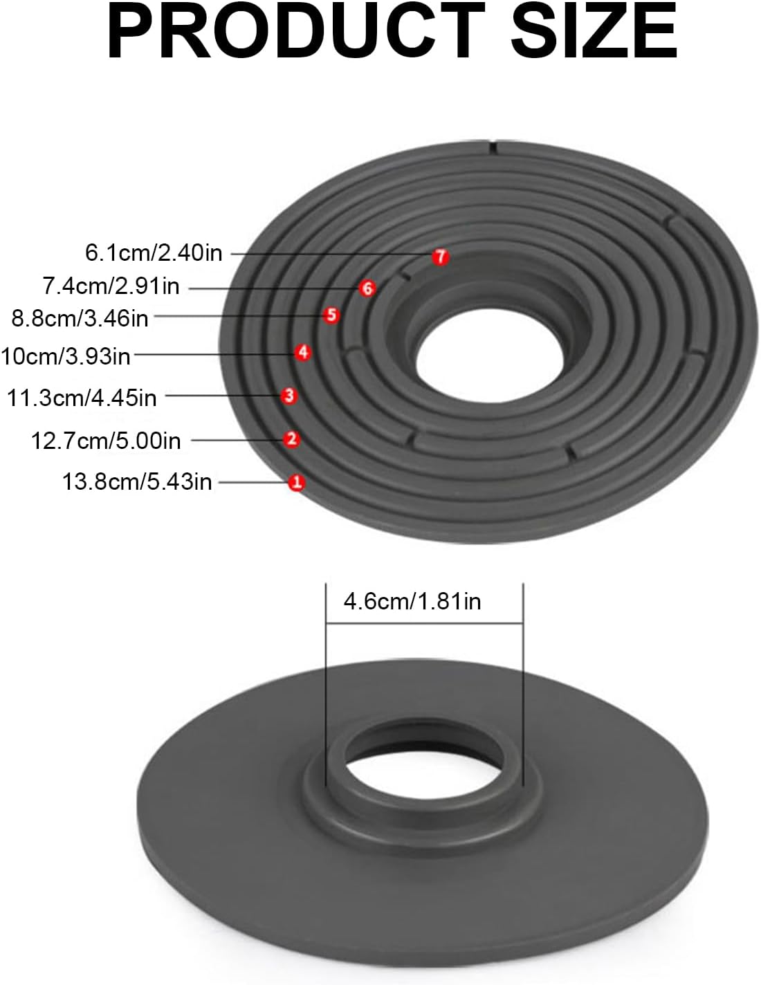 138mm Large Size Floor Drain Core – Universal Cut-to-Fit Sewer Cover – Anti-Odor & Insect-Proof Bathroom Drainage Core – Quick Flow Backflow Preventer (Black/Gray)