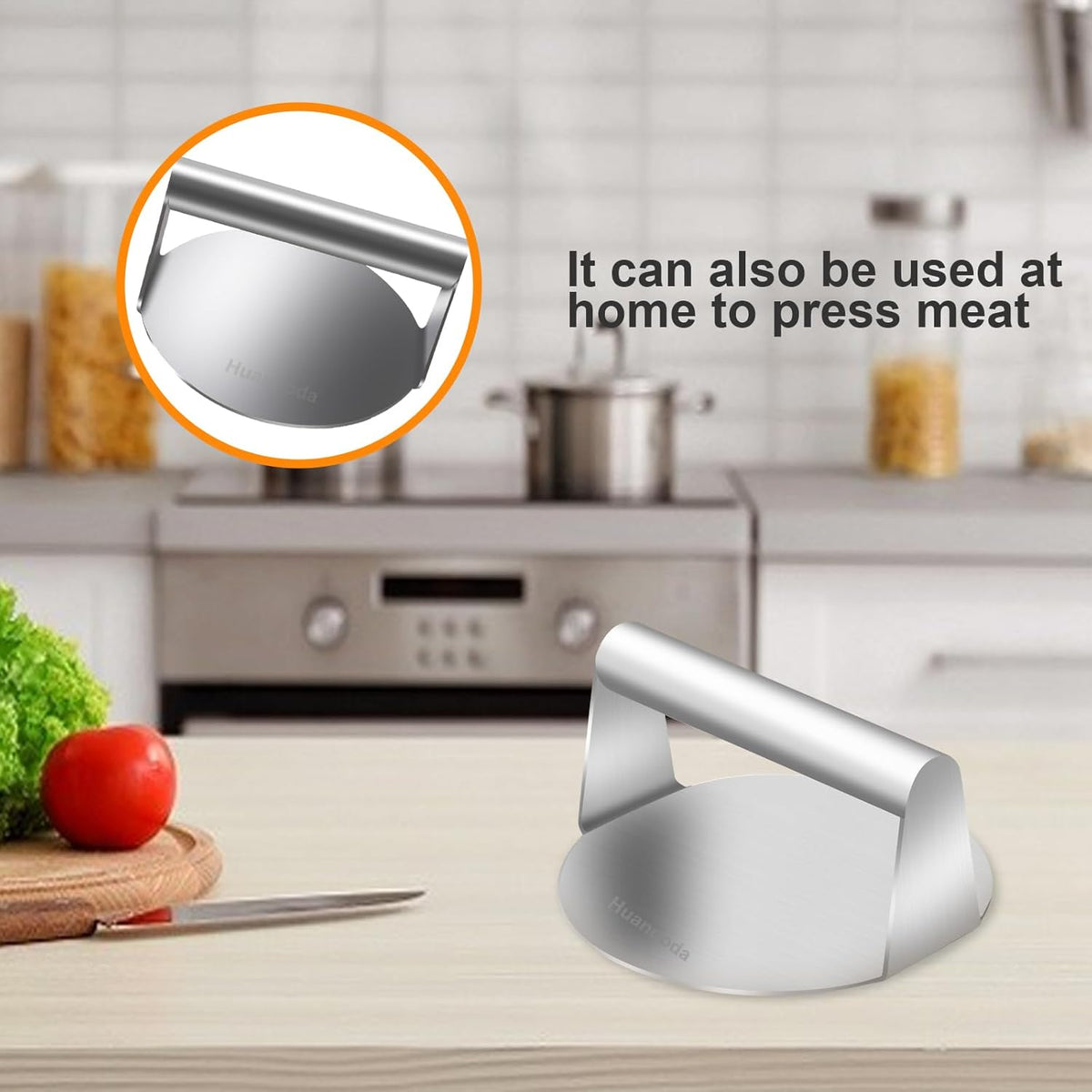 Presse à Burger en Acier Inoxydable – Presse à Viande Circulaire Robuste pour Hamburgers et Grillades