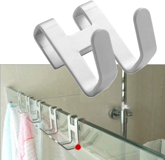 H-Shape Space Aluminum Over-Door Hook – No-Drill Shower Glass Towel Holder – Versatile Metal Hanger for Bathroom, Kitchen, and Cabinet Organization