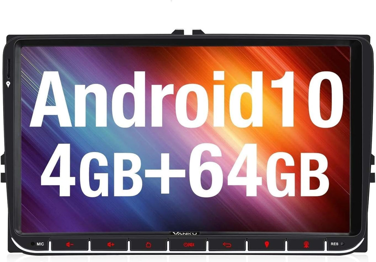 Vanku 9-Inch Android 10 Car Radio for VW Golf – Touchscreen Multimedia Stereo with GPS Navigation, Bluetooth 5.0, WiFi, 4G & DAB Support