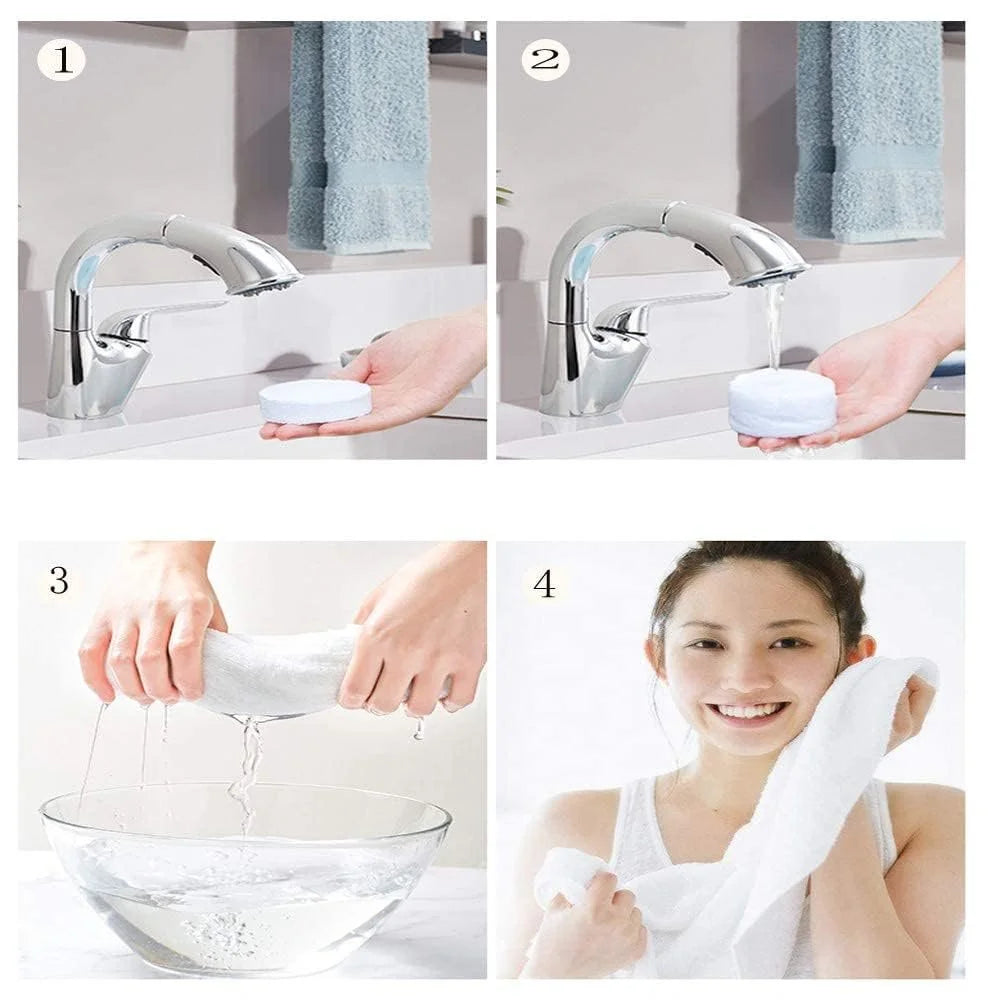 Compressed Fiber Towel Tablets – Disposable Portable Travel Towels Expanding Compressed Tissue Towels